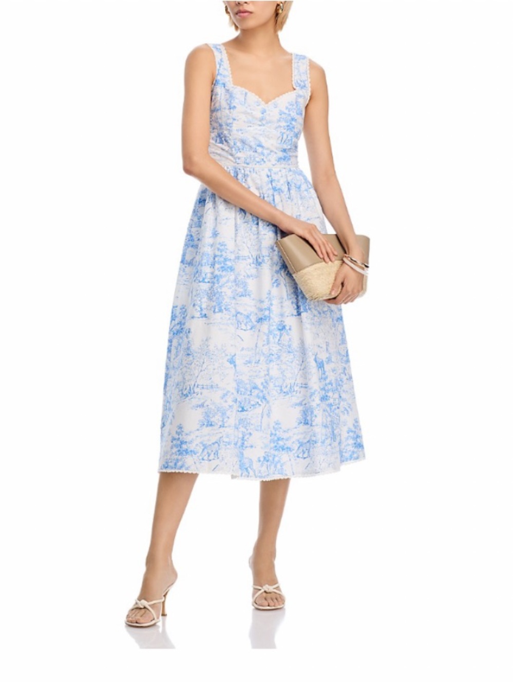 AQUA Forest Toile Poplin Midi Dress - Exclusive